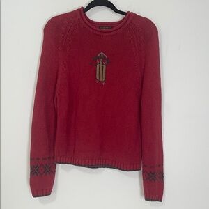 ☀️Sale☀️ Woolrich vintage women’s red sweater with sled on front size Medium